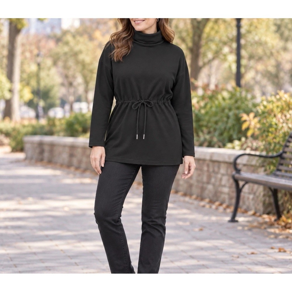 Athleta Balance Cinch Sweatshirt Turtleneck Shall Size X Small Drawstring Waist
